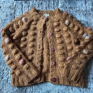 Matilda Jane Brown Knit Cardigan with Pink Button